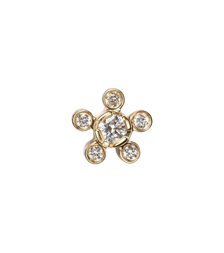 Sophie Bille Brahe Petit Soleil de Fleur 18kt gold single earring with diamonds
