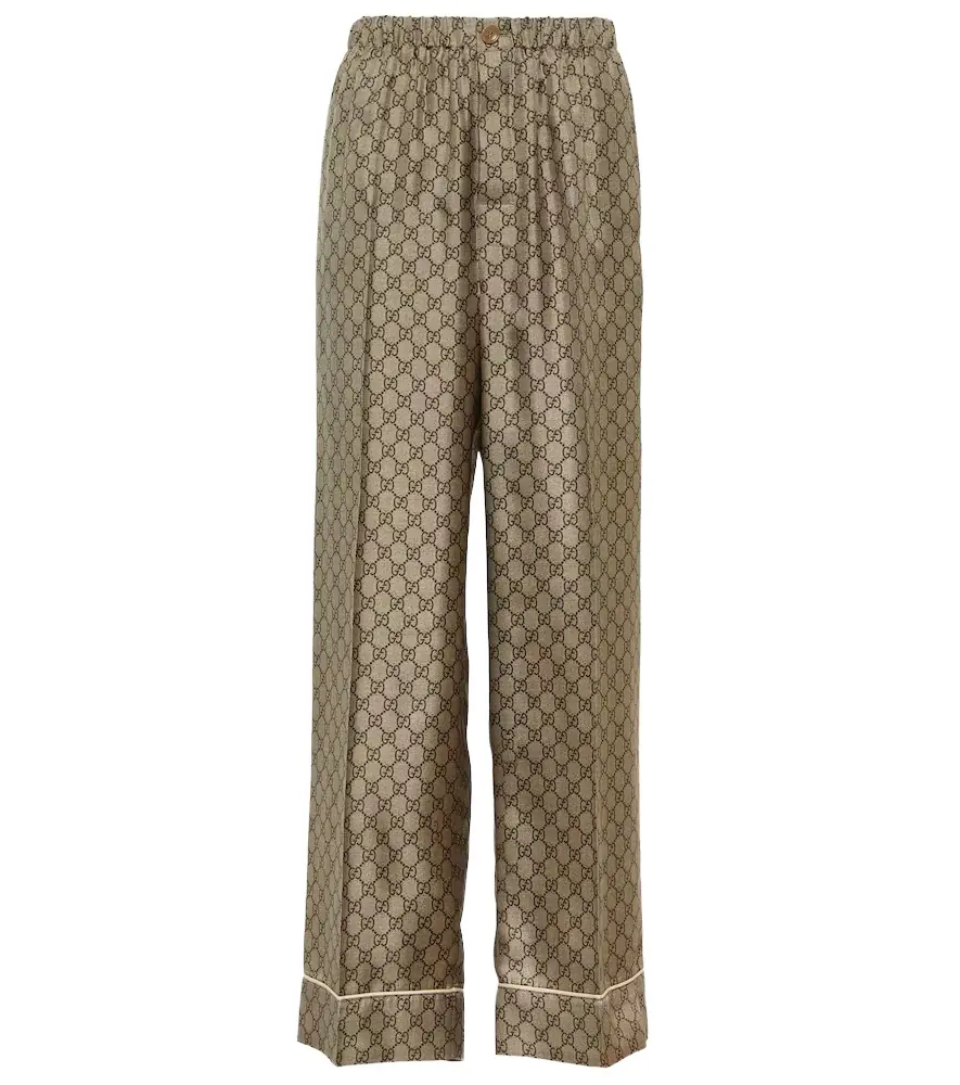 Gucci GG Supreme wide-leg silk pants