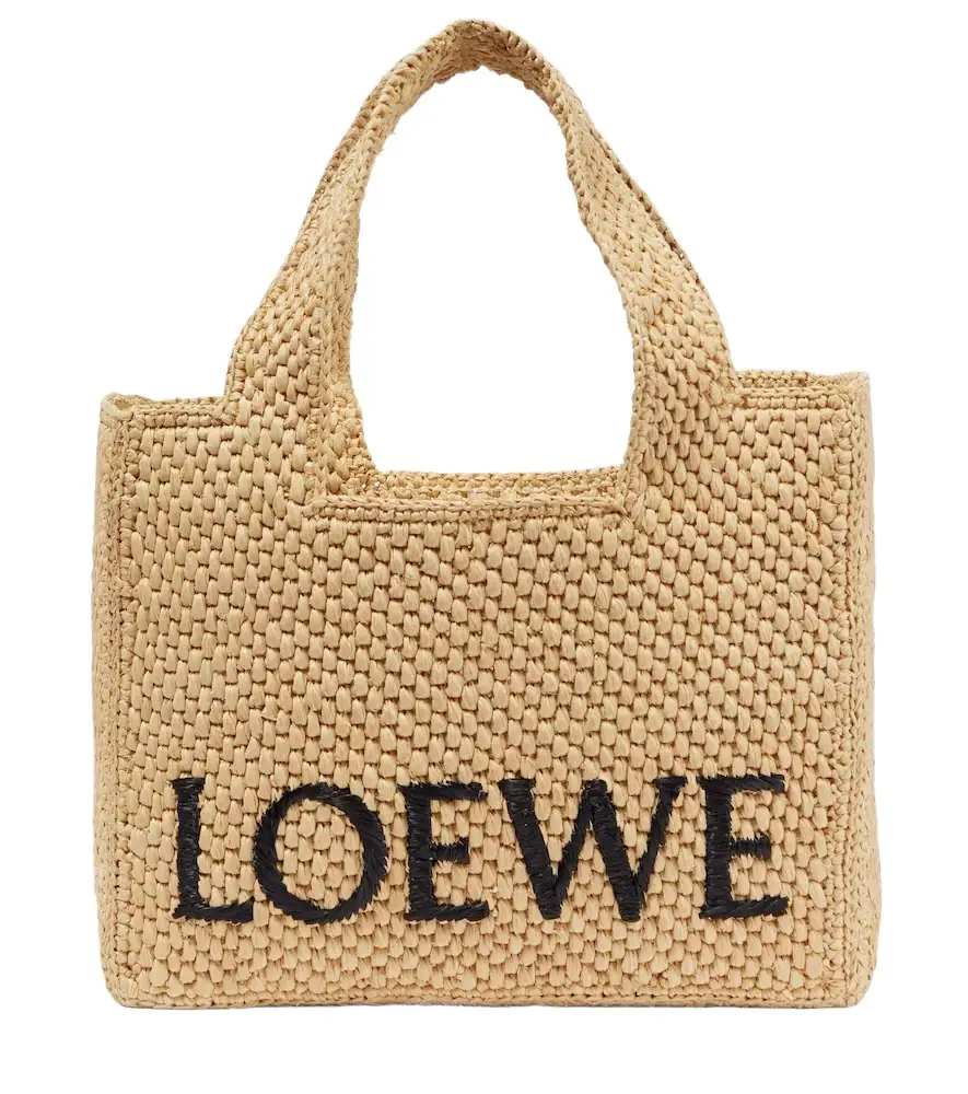 Loewe Paula's Ibiza Small logo raffia top-handle bag