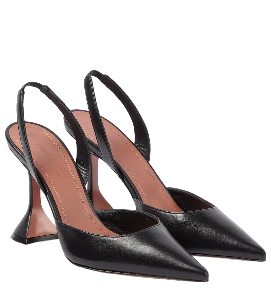 Amina Muaddi Holli leather slingback pumps