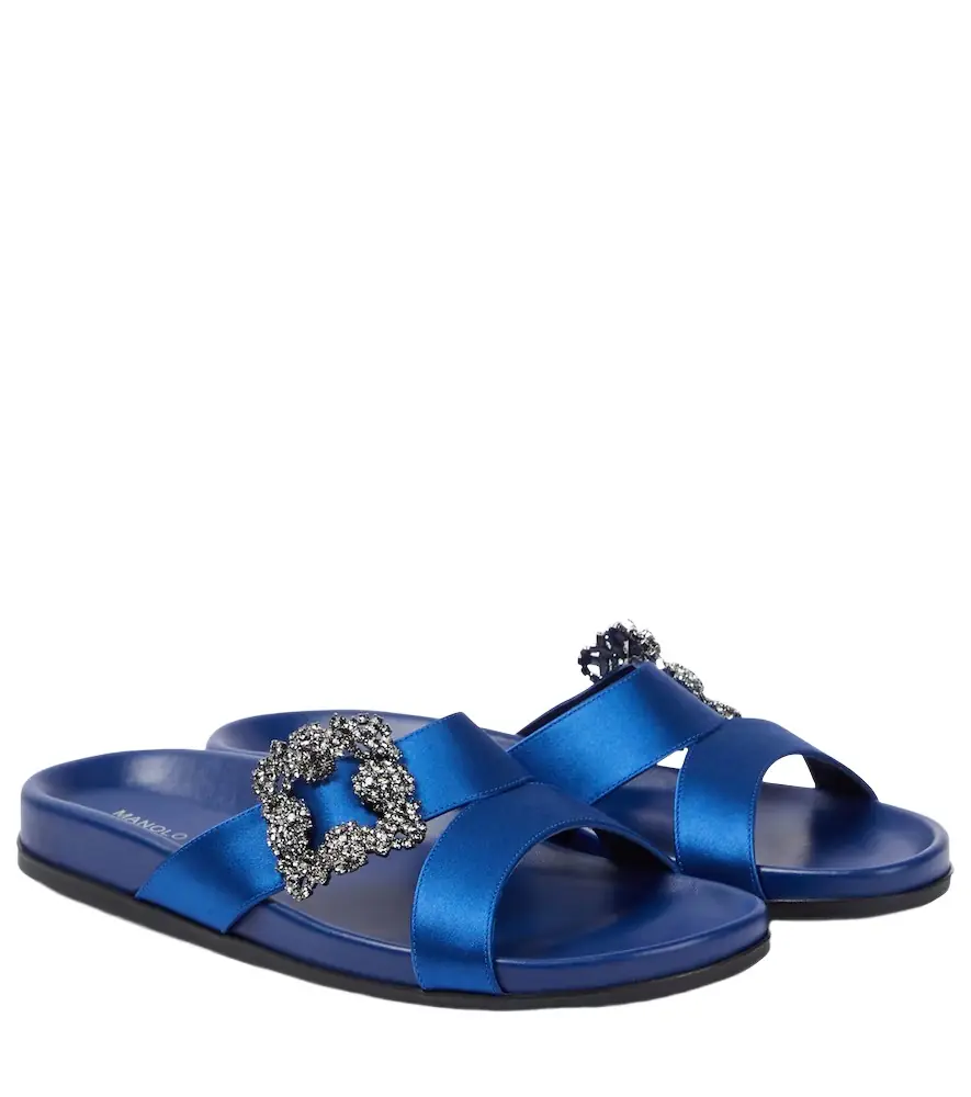 Manolo Blahnik Chilanghi embellished satin sandals