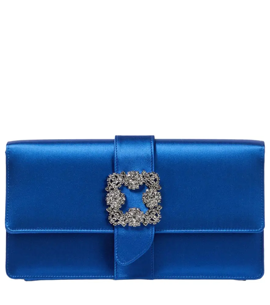 Manolo Blahnik Capri embellished satin clutch
