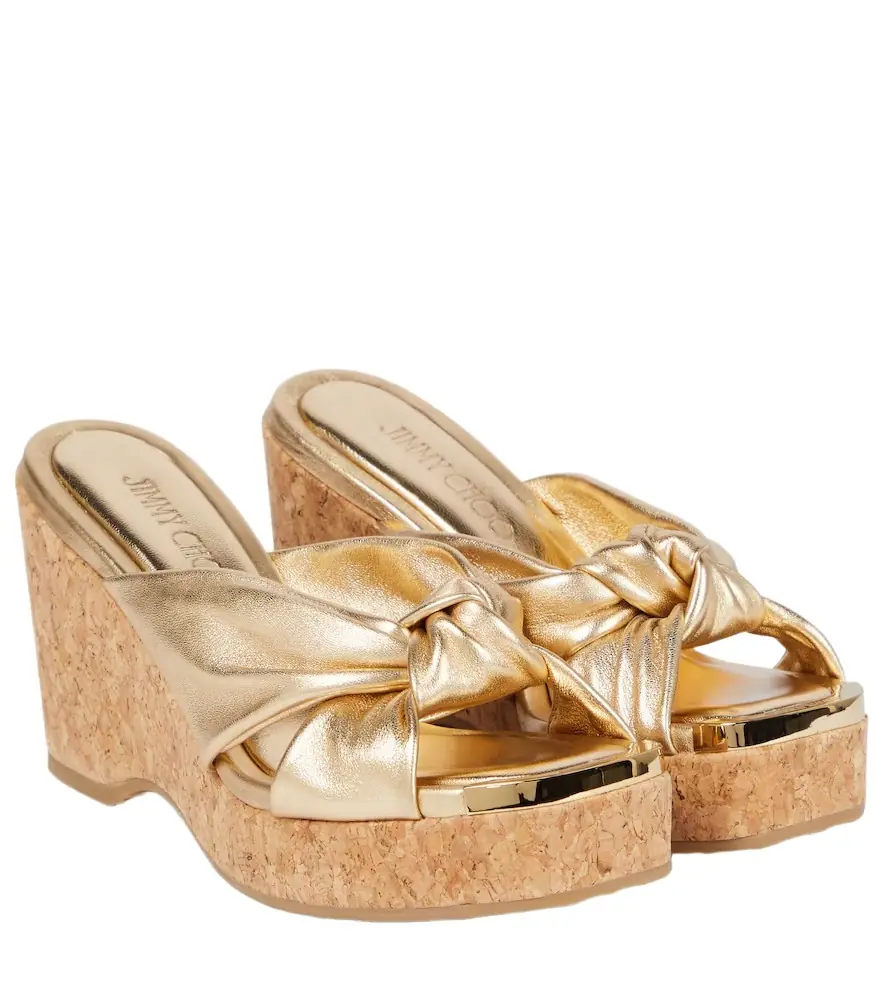 Jimmy Choo Avenue metallic leather wedge sandals - Women's Shoes