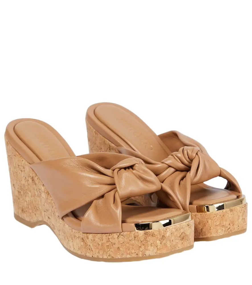 Jimmy Choo Avenue leather wedge sandals - Women's Shoes