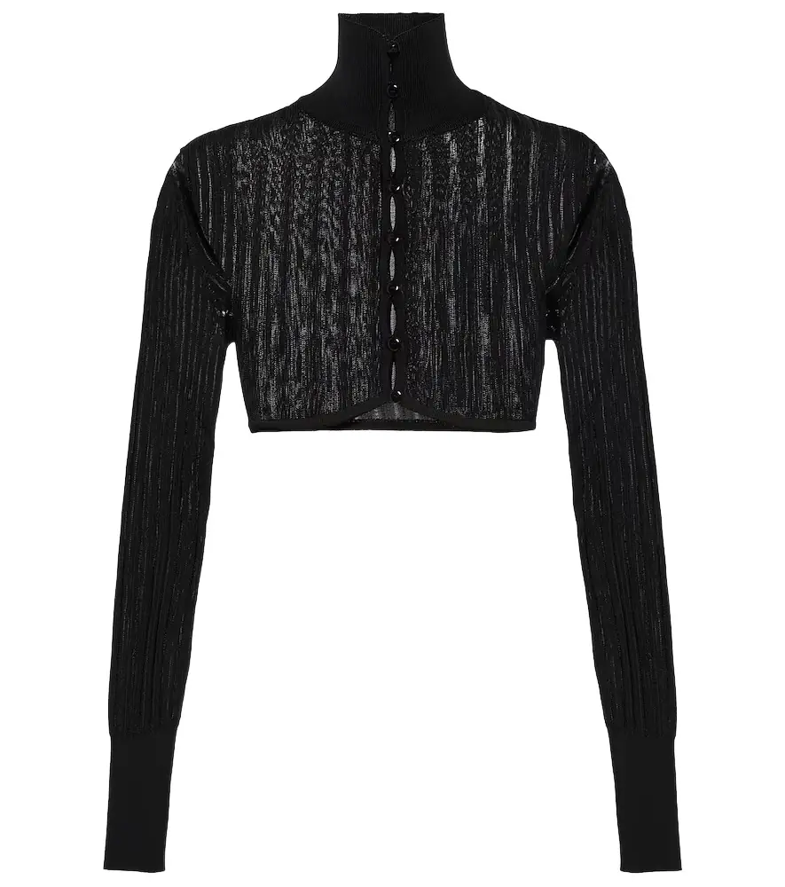 Alaia Alaïa Ribbed-knit cropped cardigan