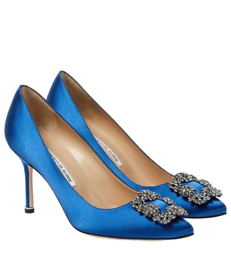 Manolo Blahnik Hangisi 90 embellished satin pumps - Women's Shoes