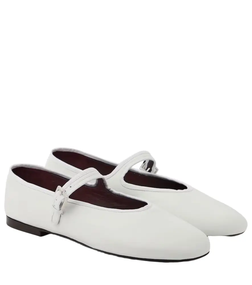 The Row Leather Mary Jane ballet flats