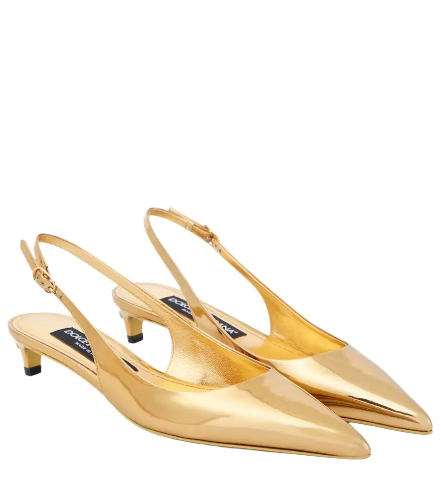 Dolce & Gabbana Metallic patent leather slingback pumps