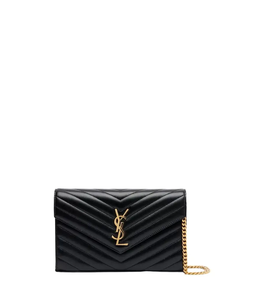 Saint Laurent Cassandre matelassé leather wallet on chain