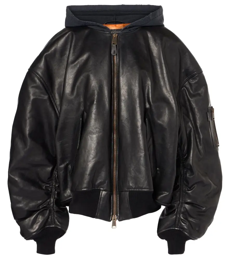 Balenciaga Oversized leather bomber jacket