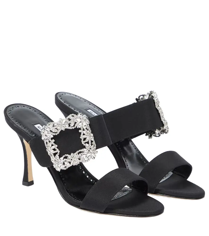 Manolo Blahnik Gable embellished satin sandals