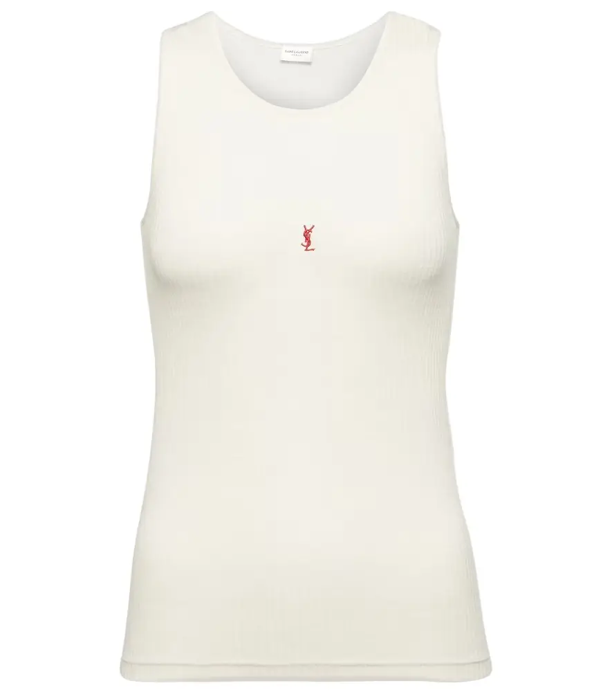 Saint Laurent Cassandre ribbed-knit wool tank top