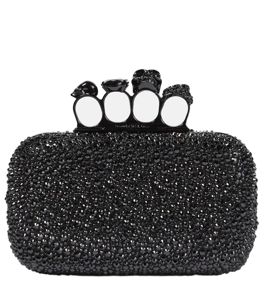McQueen Knuckle embellished leather clutch