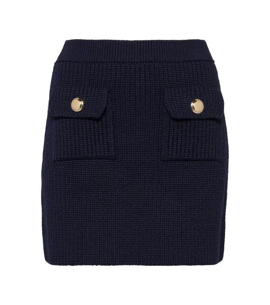 Miu Miu Ribbed-knit wool miniskirt