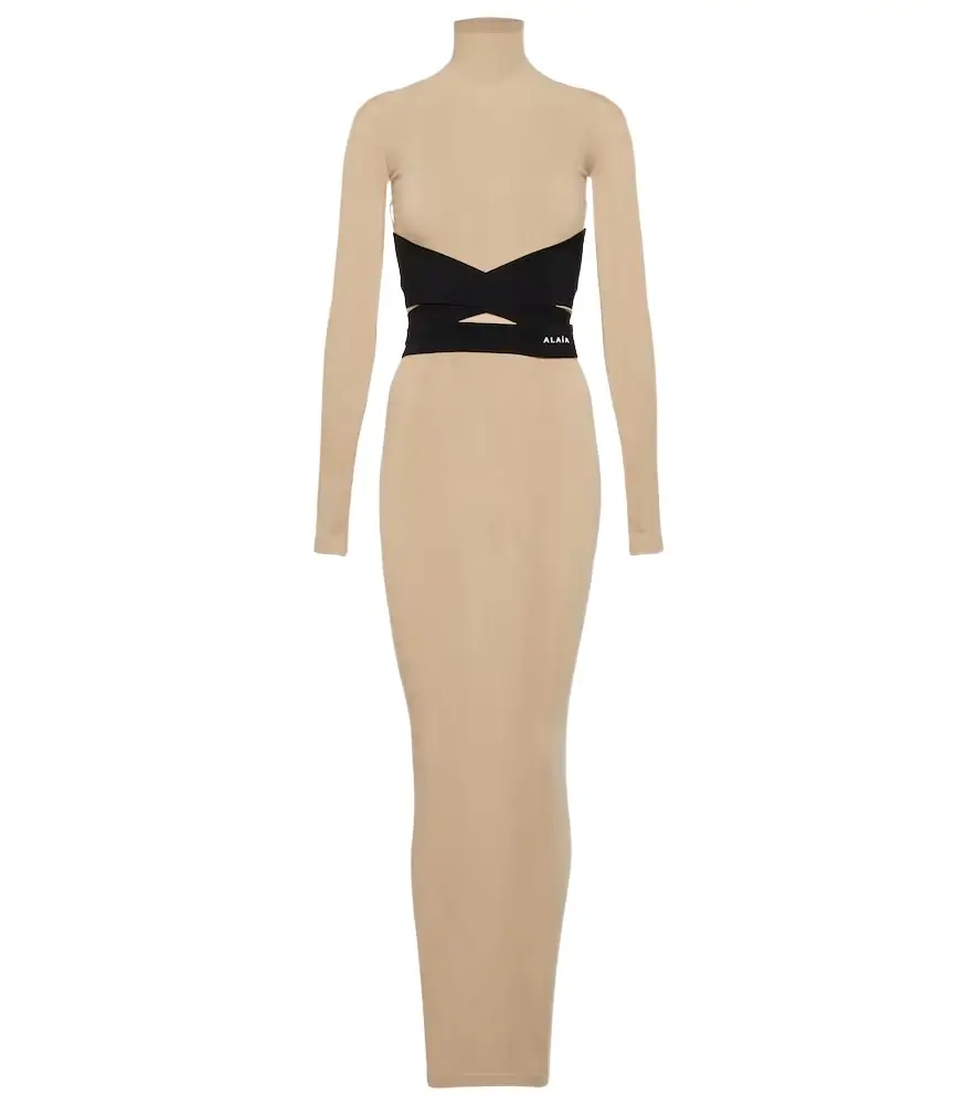 Alaia Alaïa Turtleneck jersey maxi dress