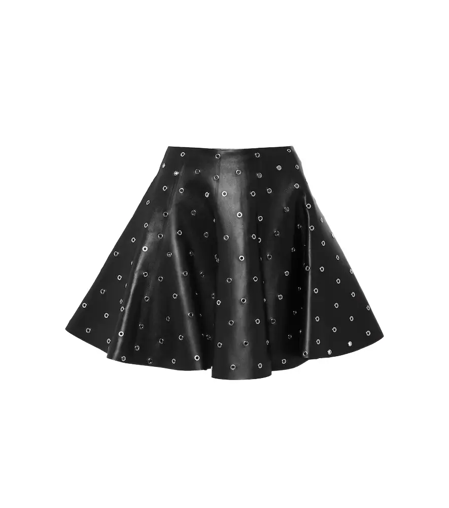 Alaia Alaïa Eyelet embellished leather miniskirt