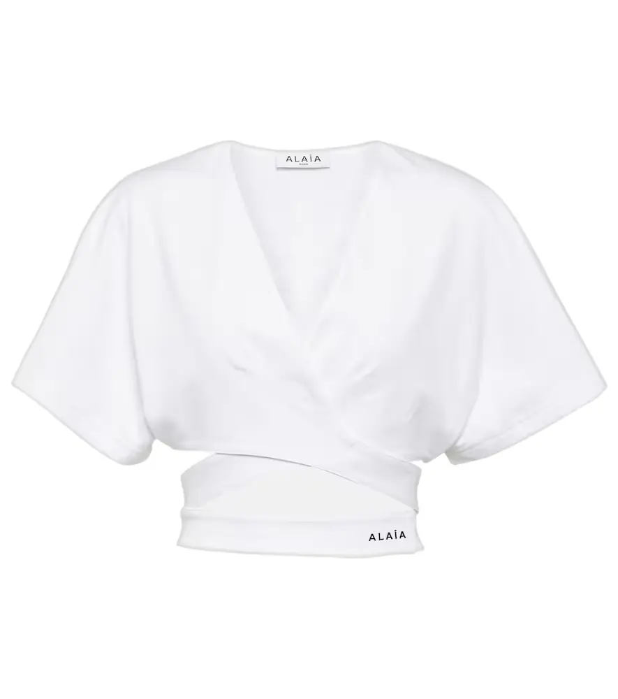 Alaia Alaïa Logo cotton jersey crop top
