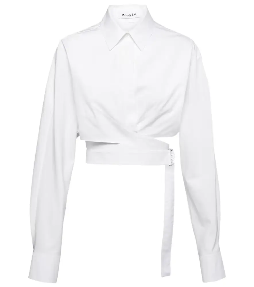 Alaia Alaïa Cropped cotton poplin shirt