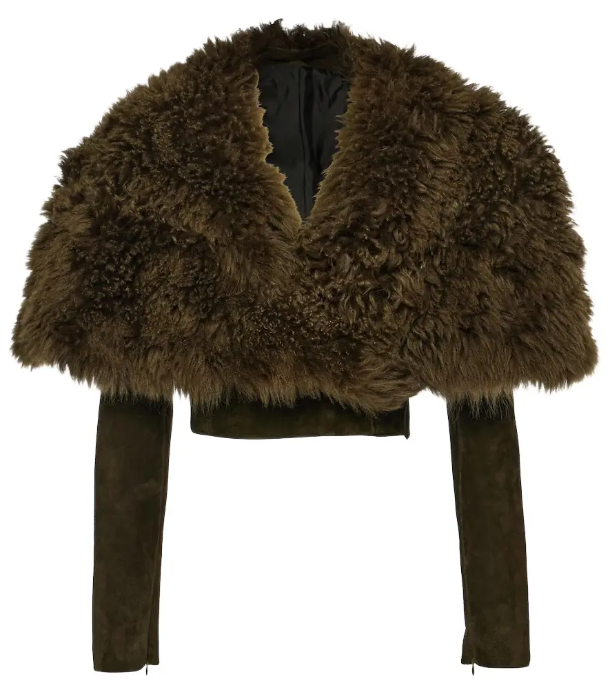 Alaia Alaïa Cropped shearling and suede jacket