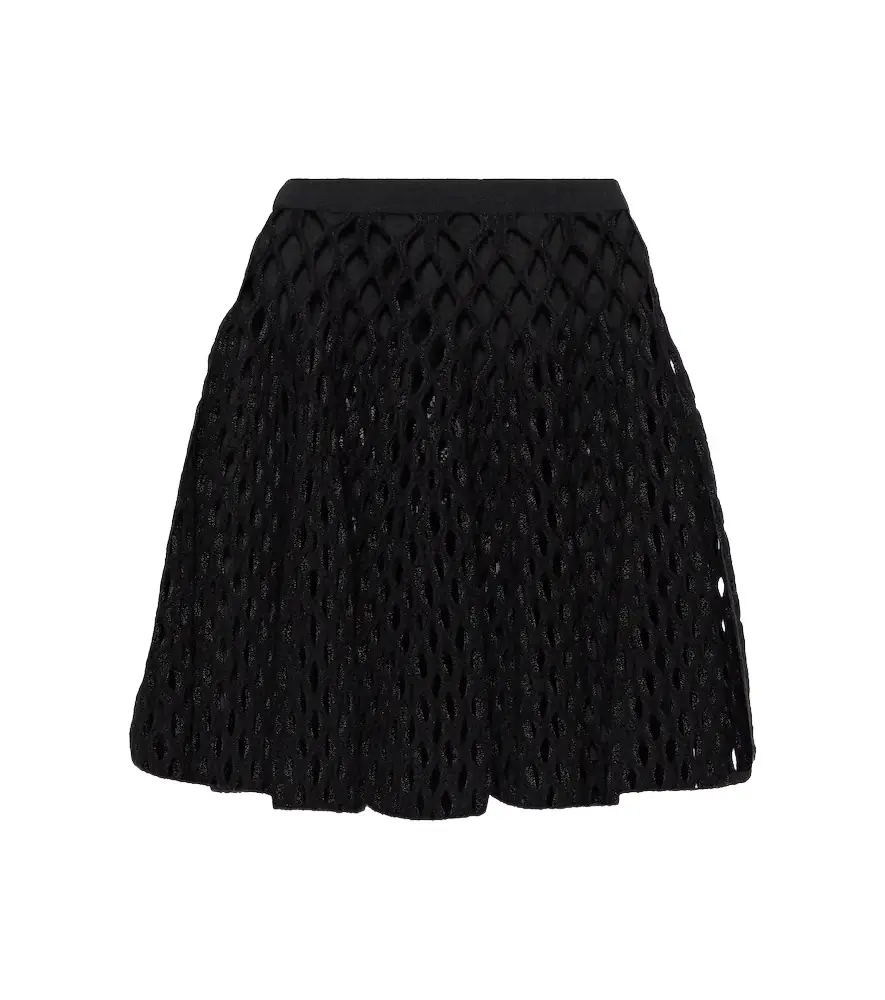 Alaia Alaïa High-rise wool-blend open-knit miniskirt