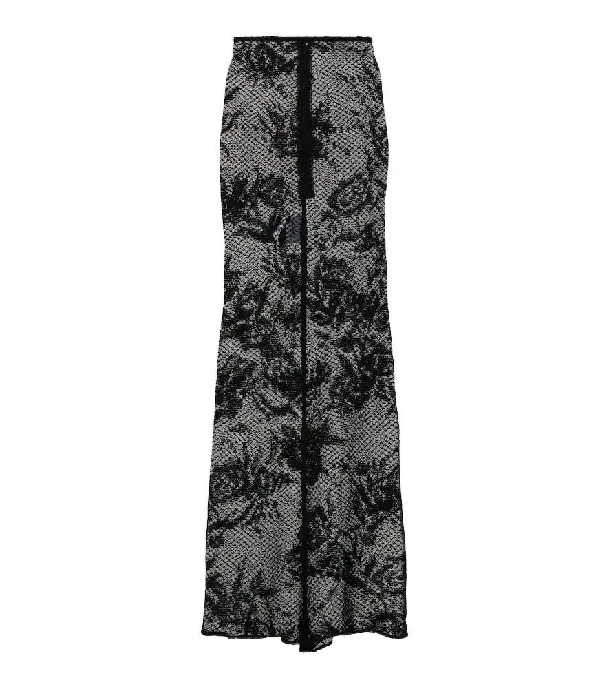 Alaia Alaïa Floral mesh maxi skirt
