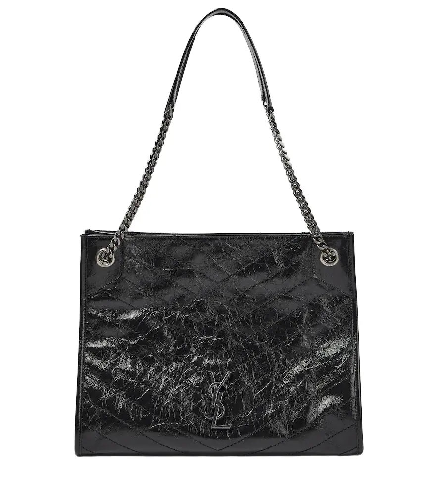Saint Laurent Niki crinkled leather shopper