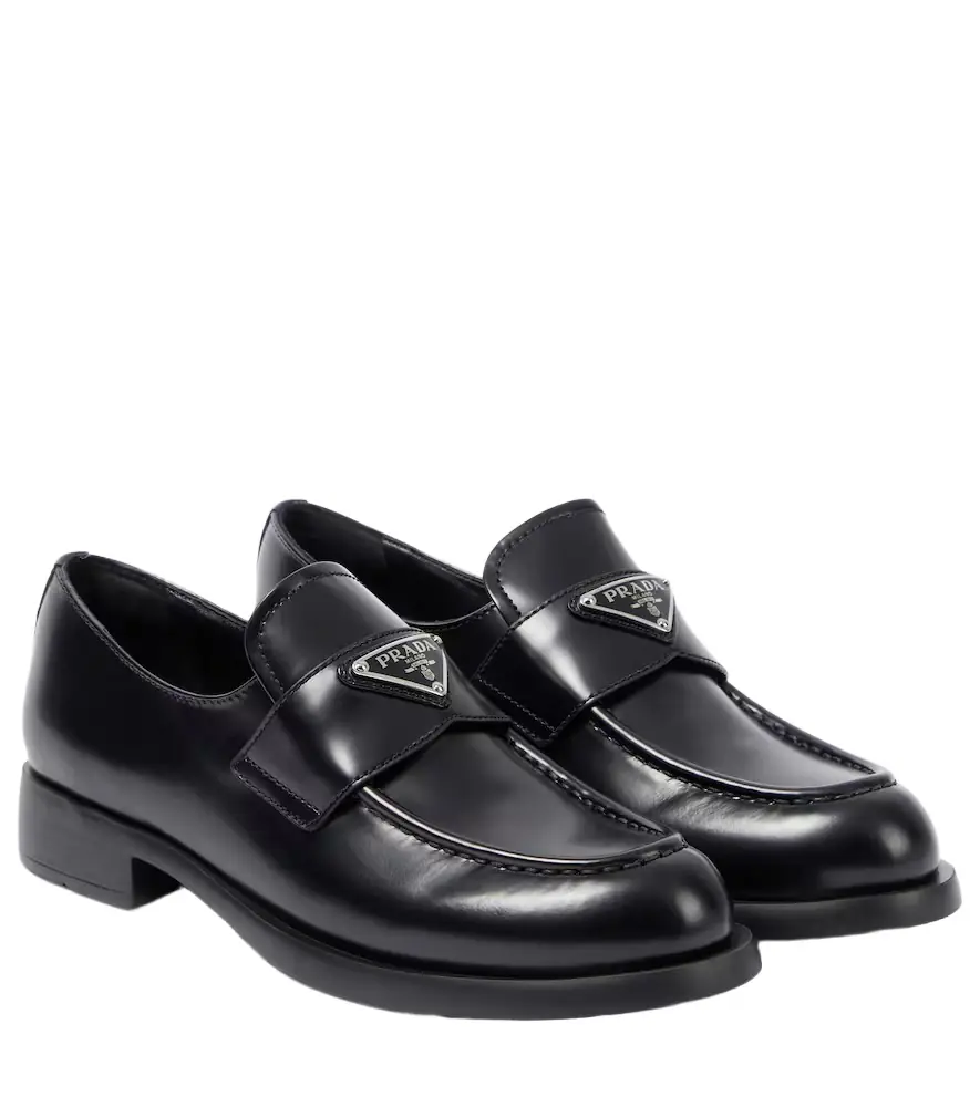 Prada Logo leather loafers