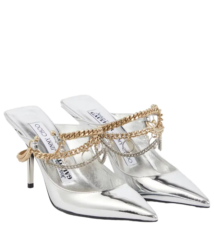 Jimmy Choo x Jean Paul Gaultier embellished leather slingback pumps - Women's Shoes
