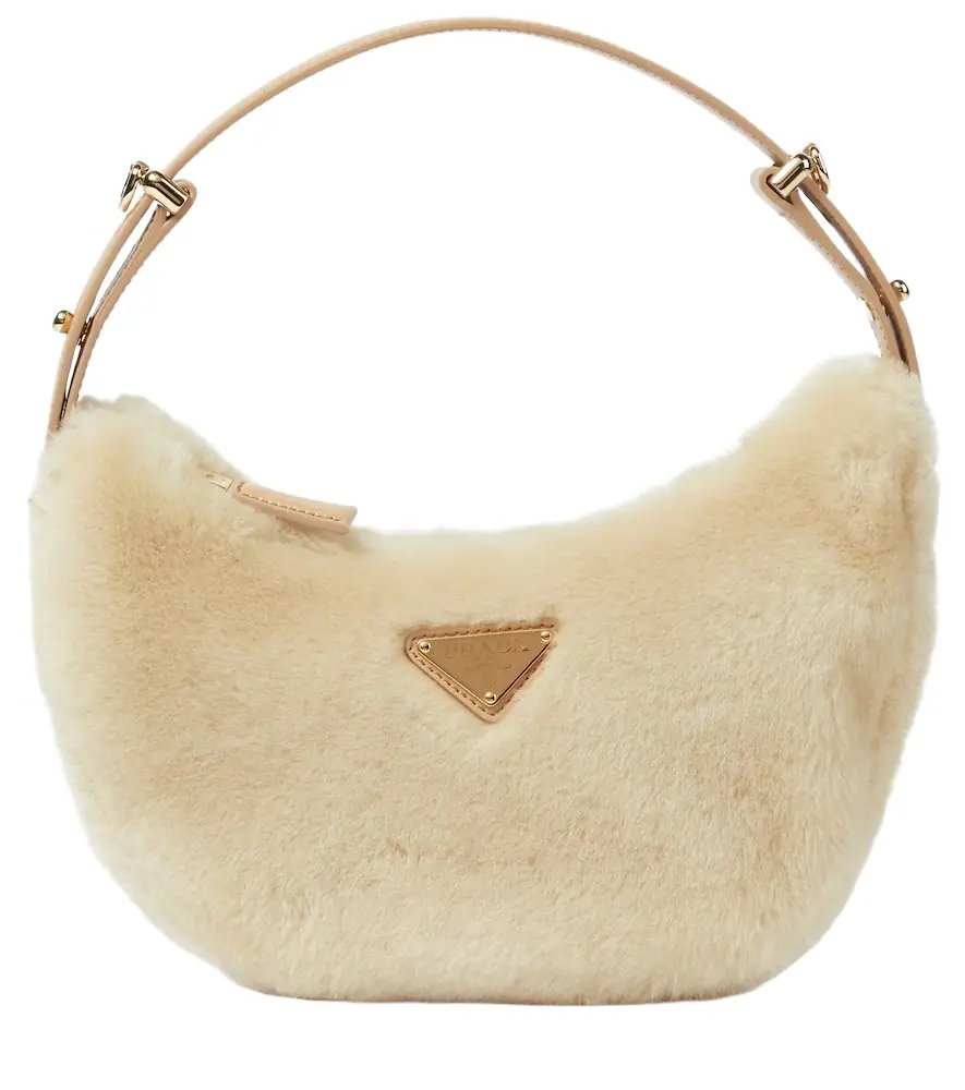 Prada Arqué Mini shearling shoulder bag