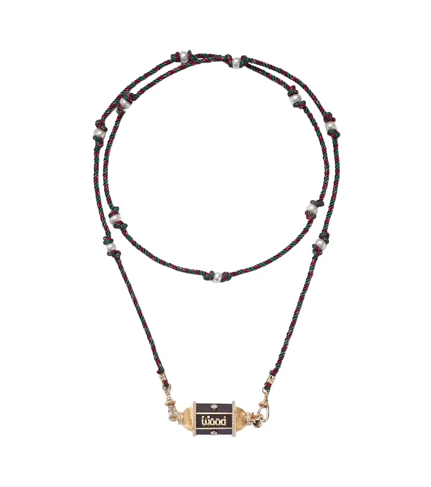 Marie Lichtenberg Knock on Wood 18kt gold locket necklace with diamonds