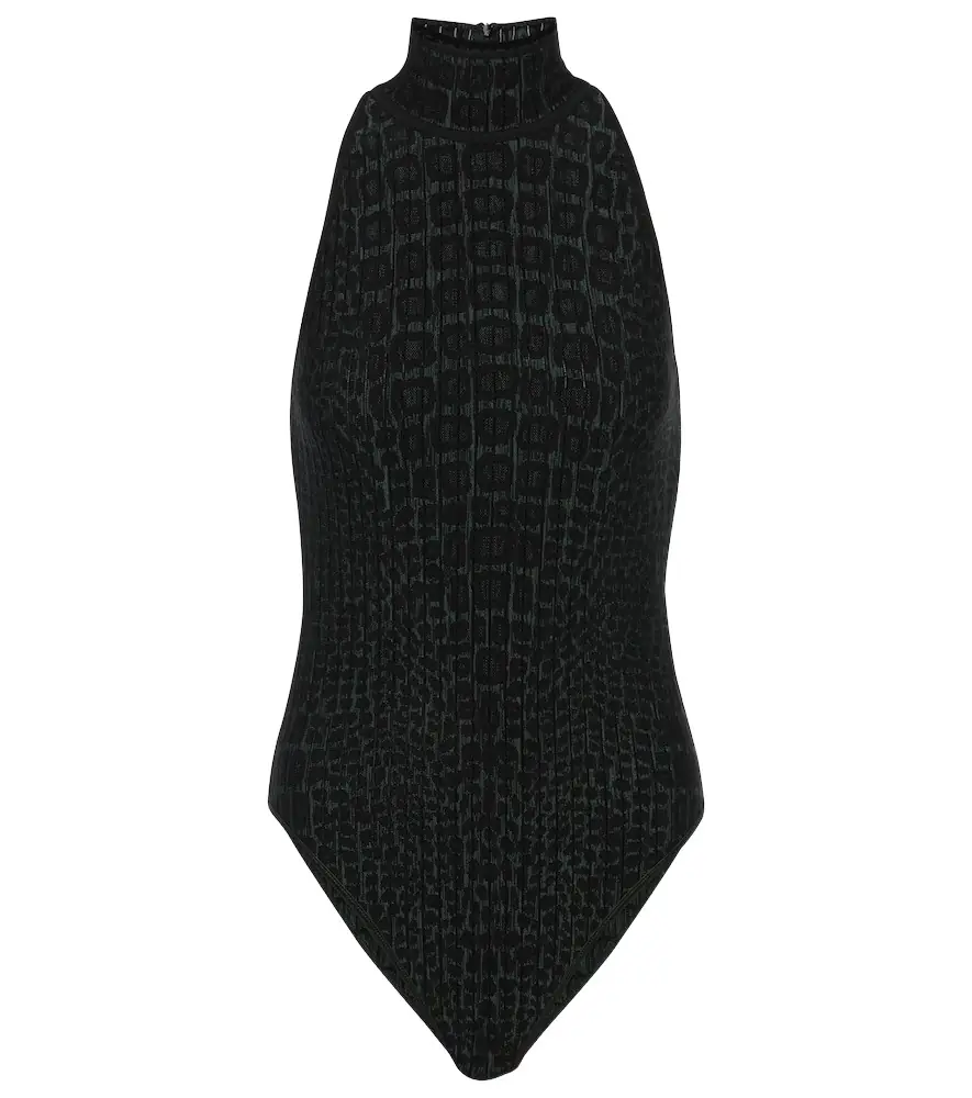 Alaia Alaïa Croc-effect halterneck bodysuit