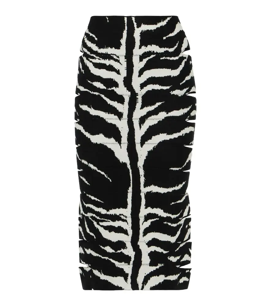 Alaia Alaïa Zebra-printed high-rise midi skirt