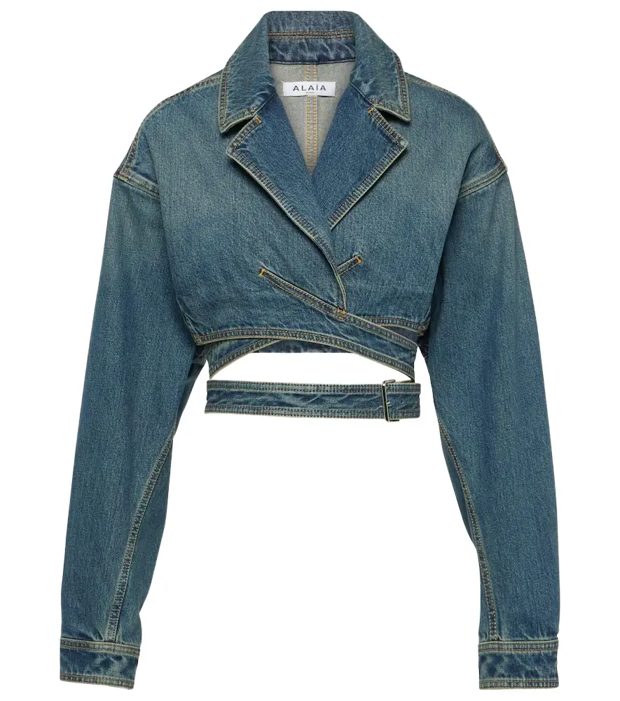 Alaia Alaïa Cropped denim wrap jacket