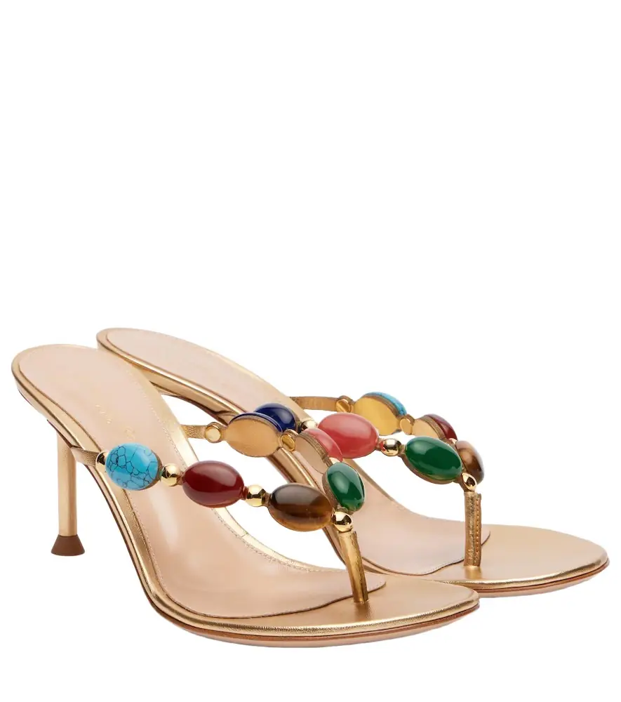 Gianvito Rossi Shanti embellished leather thong sandals