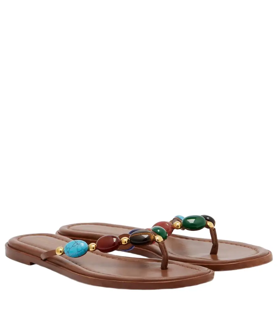 Gianvito Rossi Shanti embellished leather thong sandals