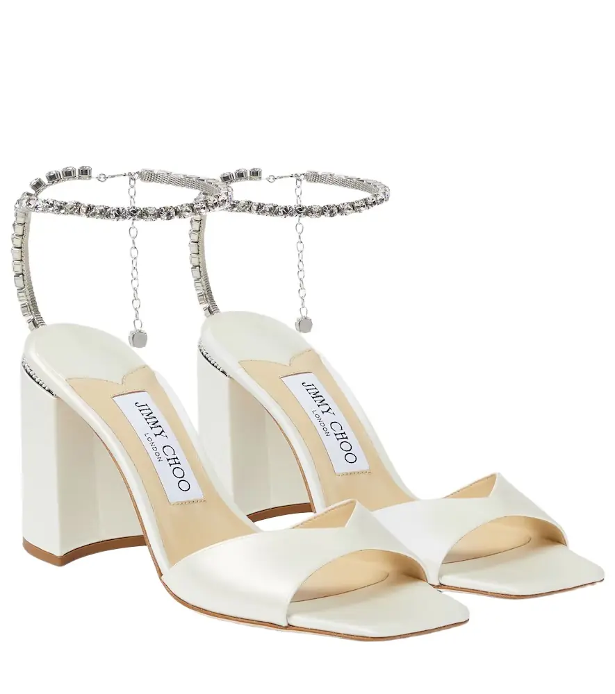 Jimmy Choo Saeda 85 embellished satin sandals