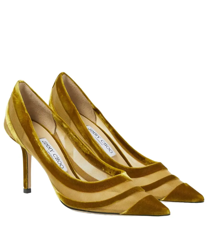 Jimmy Choo Love 85 velvet-trimmed pumps - Women's Shoes