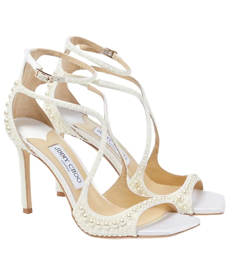 Jimmy Choo Bridal Azia embellished leather sandals - Women's Shoes