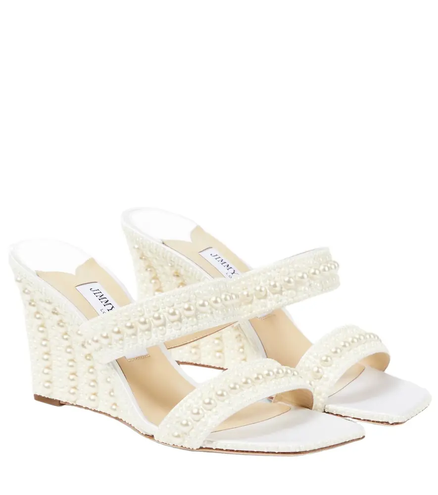 Jimmy Choo Bridal Sacoria 85 embellished wedge mules - Women's Shoes