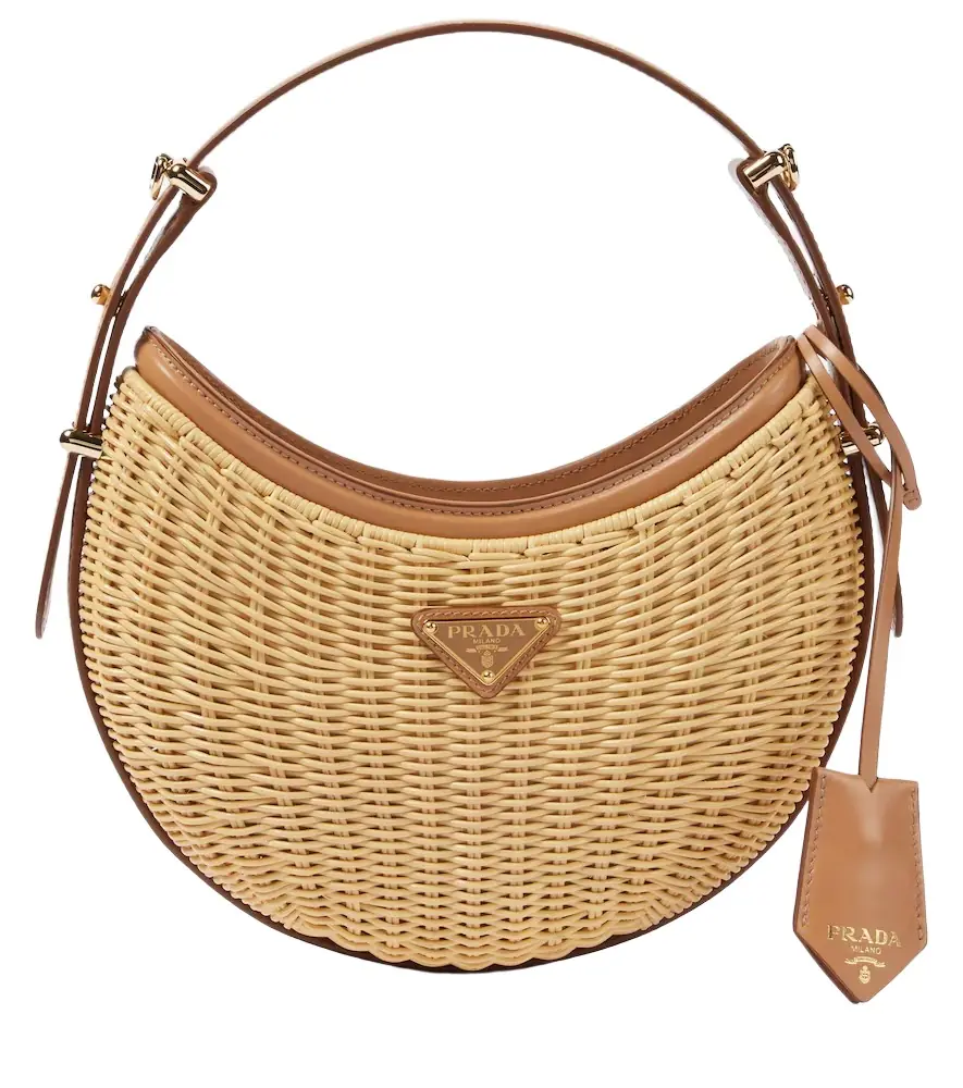 Prada Arqué Small leather-trimmed shoulder bag