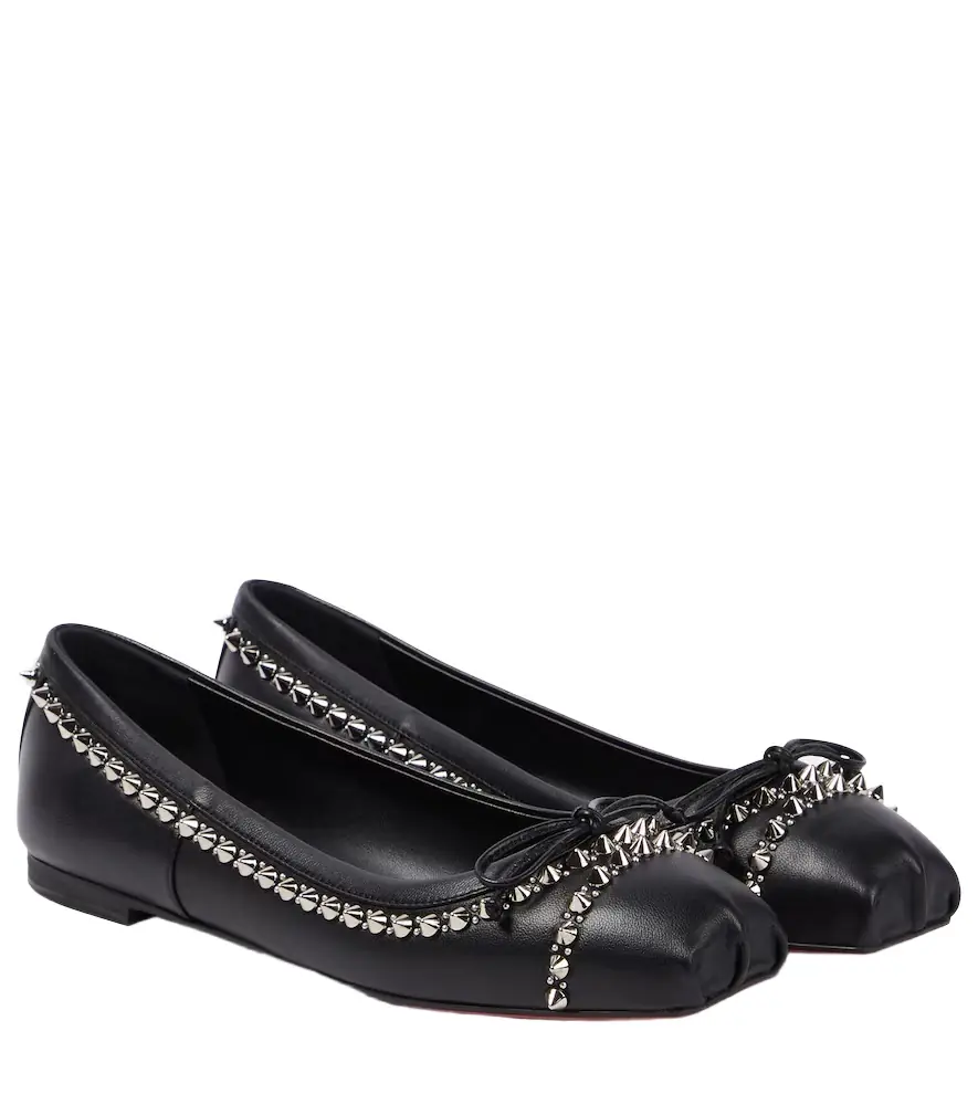 Christian Louboutin Mamadrague Spikes embellished leather ballet flats