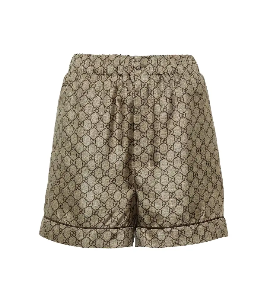 Gucci GG printed silk twill shorts