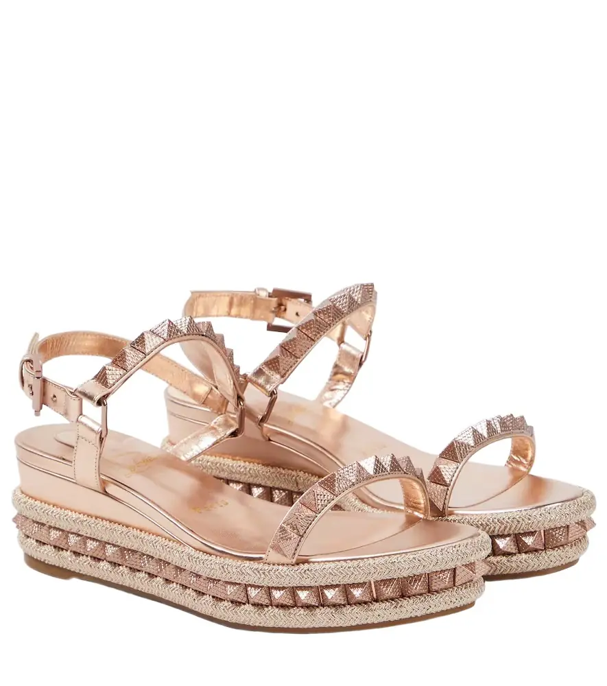 Christian Louboutin Pyra Clou leather espadrille wedges