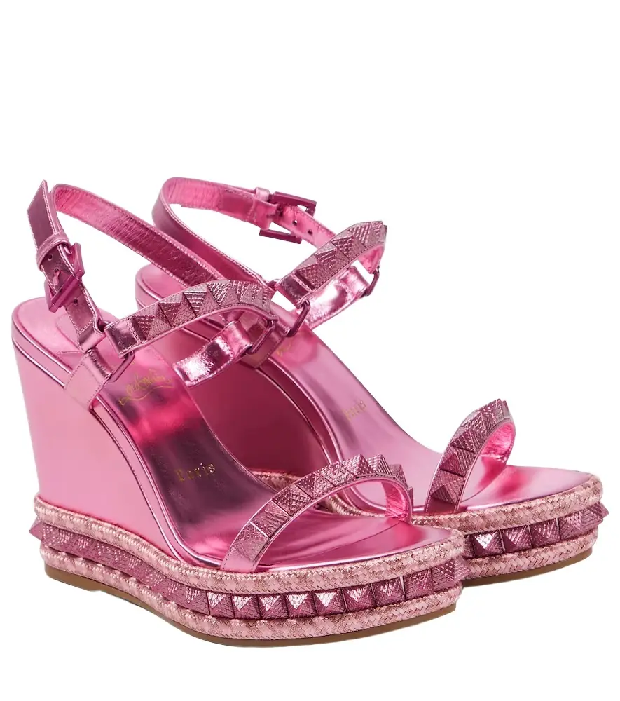 Christian Louboutin Pyra Clou leather espadrille wedges