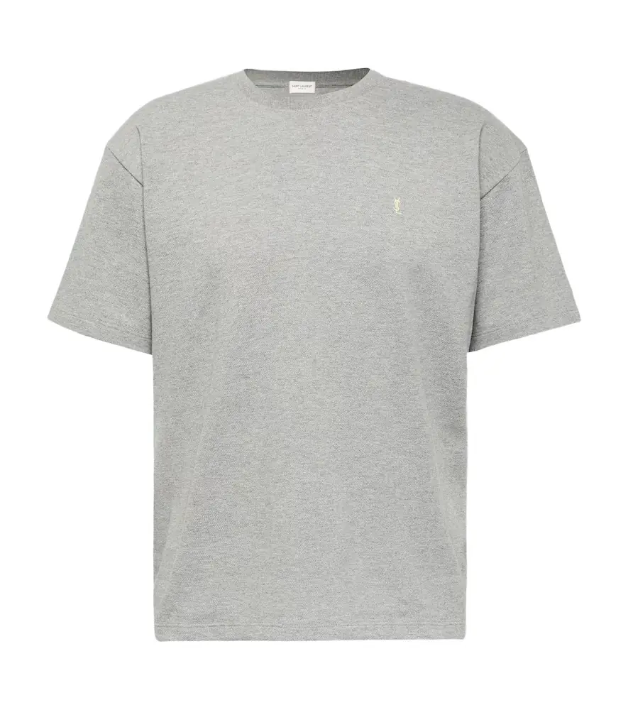 Saint Laurent Cassandre cotton-blend piqué T-shirt