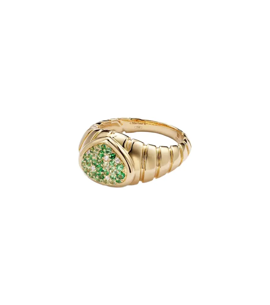 Marina B Timo 18kt gold ring with tsavorites and diamonds