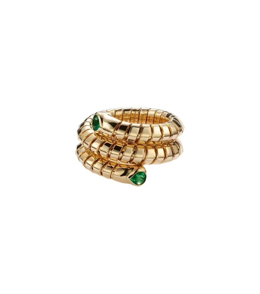 Marina B Trisola 18kt gold ring with emeralds