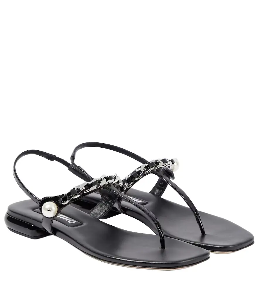 Miu Miu Patent leather thong sandals