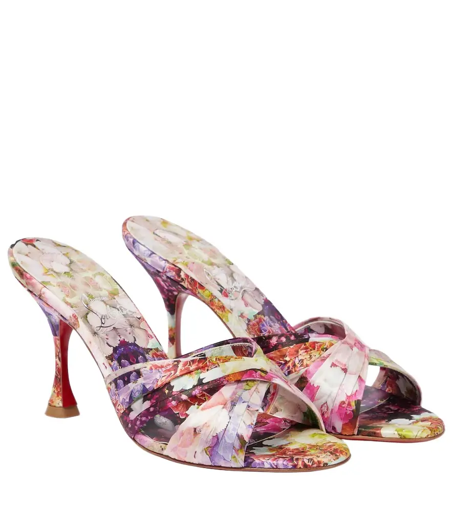 Christian Louboutin Nicol Is Back floral silk satin sandals