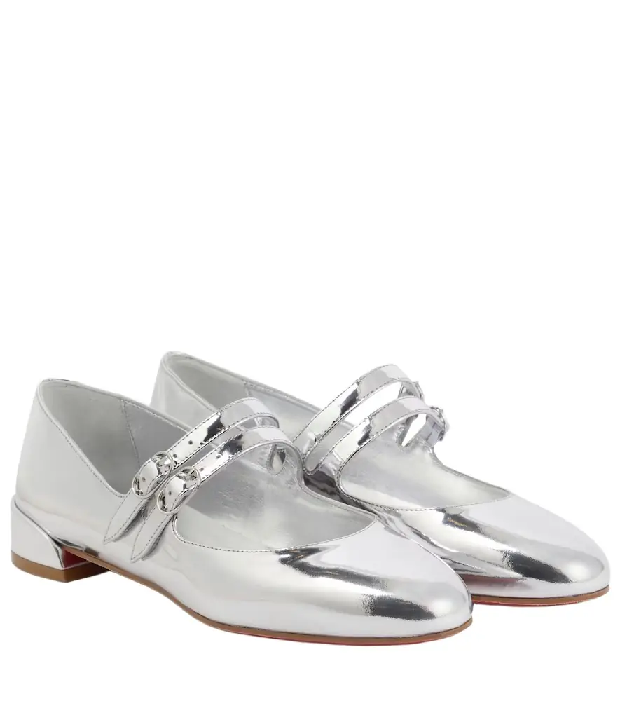 Christian Louboutin Sweet Jane metallic leather Mary Jane flats